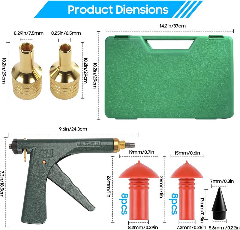 Lenareli Tubeless Tire Gun Puncture Repair Kit with Mushroom Plug (Gun Puncture kit 16 Plugs, Green) for Tyre Punctures and Flats on Cars, Motorcycles, ATV, Trucks & Tractors - Image 2